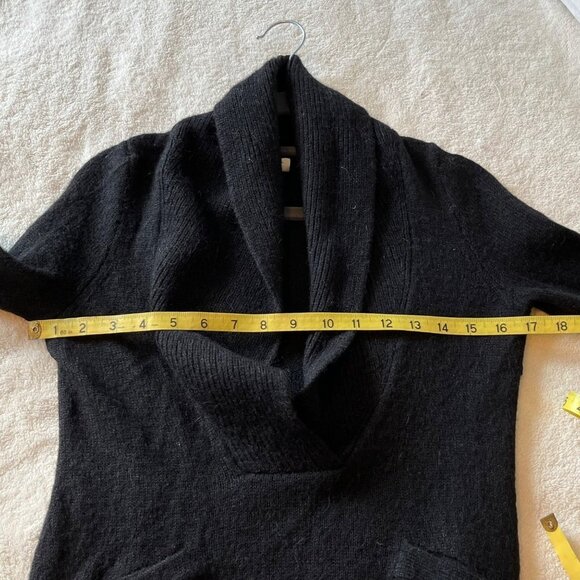 J Crew Lofty Sweater Black Shawl Collar‎ Pockets Alpaca Merino Wool Size XS - Picture 7 of 8